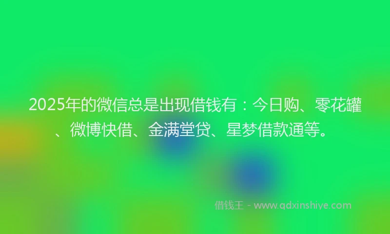 2025年的微信总是出现借钱有：今日购、零花罐、微博快借、金满堂贷、星梦借款通等。