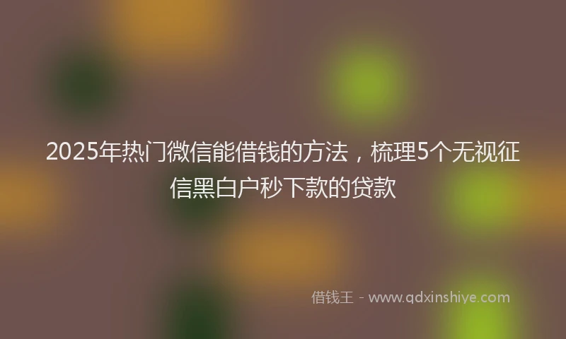 2025年热门微信能借钱的方法，梳理5个无视征信黑白户秒下款的贷款