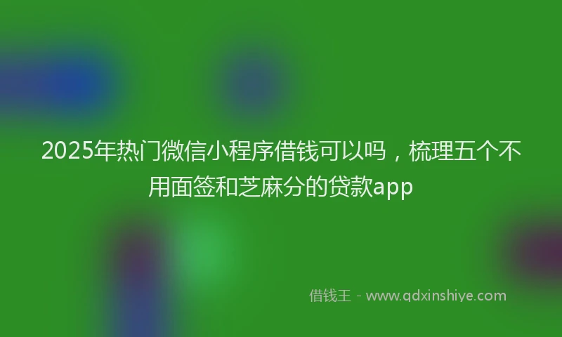2025年热门微信小程序借钱可以吗，梳理五个不用面签和芝麻分的贷款app