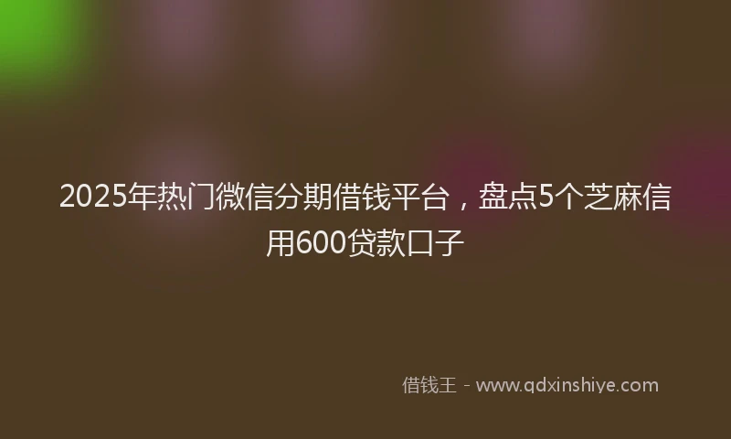 2025年热门微信分期借钱平台，盘点5个芝麻信用600贷款口子