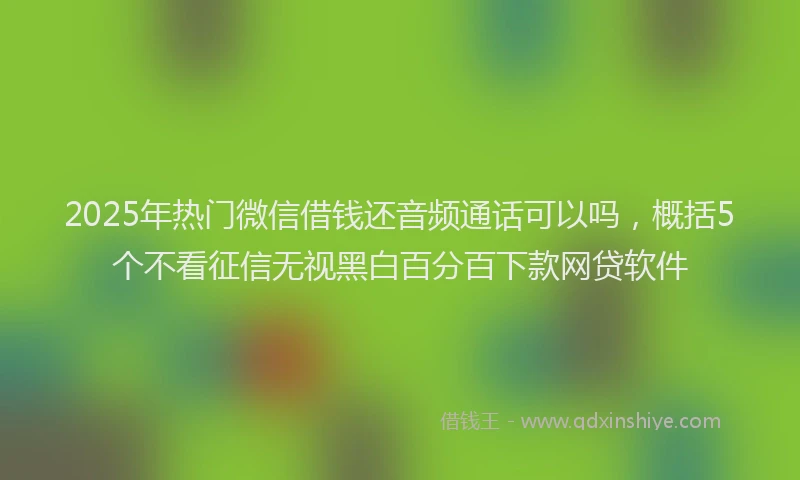 2025年热门微信借钱还音频通话可以吗，概括5个不看征信无视黑白百分百下款网贷软件
