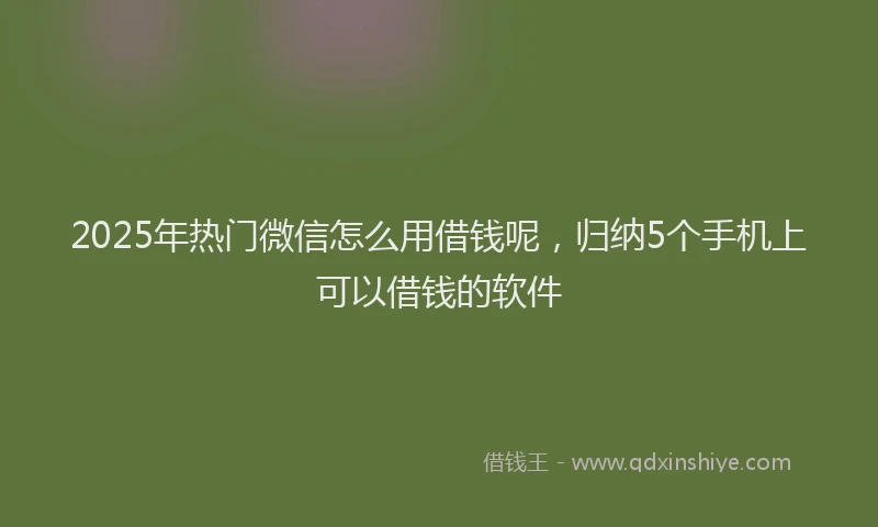 2025年热门微信怎么用借钱呢，归纳5个手机上可以借钱的软件