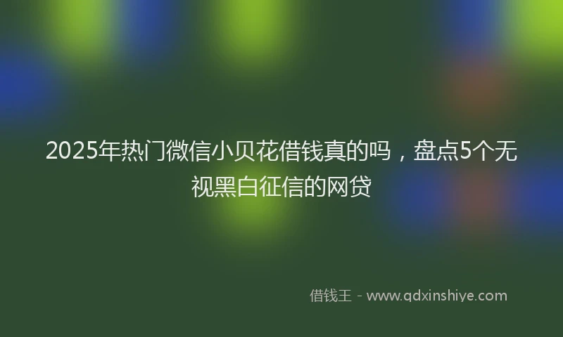 2025年热门微信小贝花借钱真的吗，盘点5个无视黑白征信的网贷