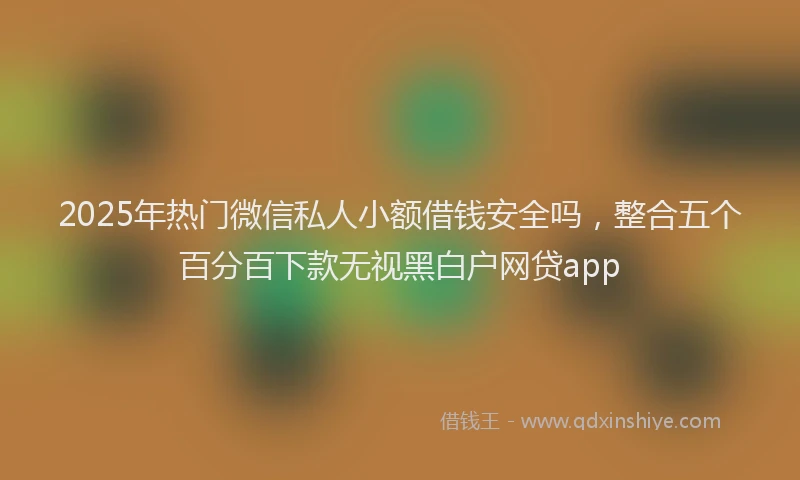 2025年热门微信私人小额借钱安全吗，整合五个百分百下款无视黑白户网贷app