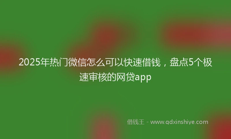 2025年热门微信怎么可以快速借钱，盘点5个极速审核的网贷app