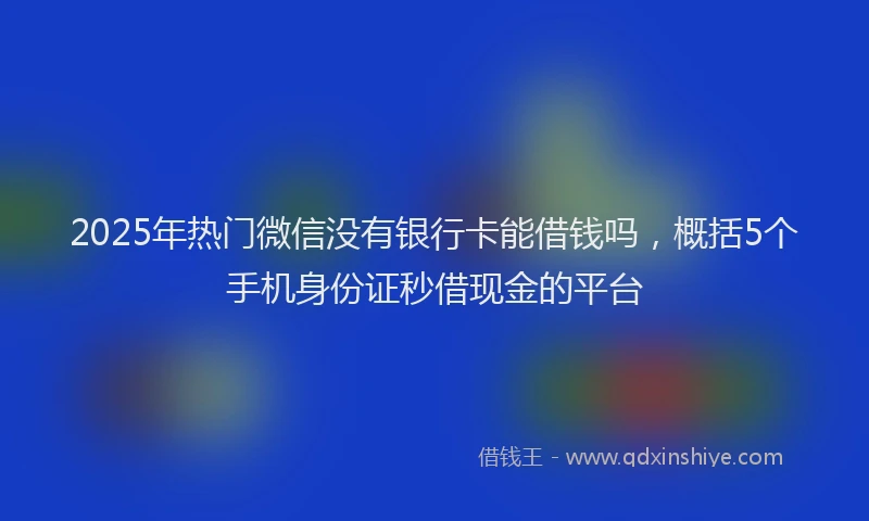 2025年热门微信没有银行卡能借钱吗，概括5个手机身份证秒借现金的平台