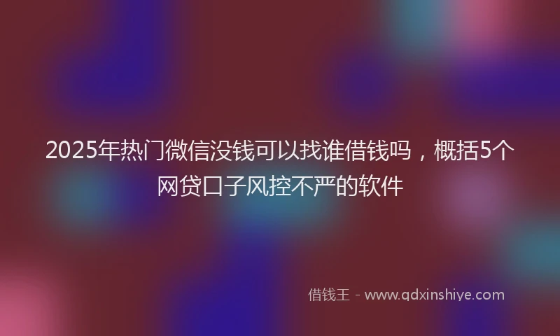 2025年热门微信没钱可以找谁借钱吗，概括5个网贷口子风控不严的软件
