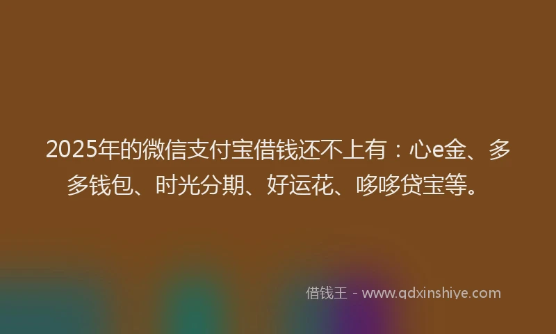 2025年的微信支付宝借钱还不上有：心e金、多多钱包、时光分期、好运花、哆哆贷宝等。
