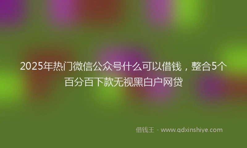 2025年热门微信公众号什么可以借钱，整合5个百分百下款无视黑白户网贷