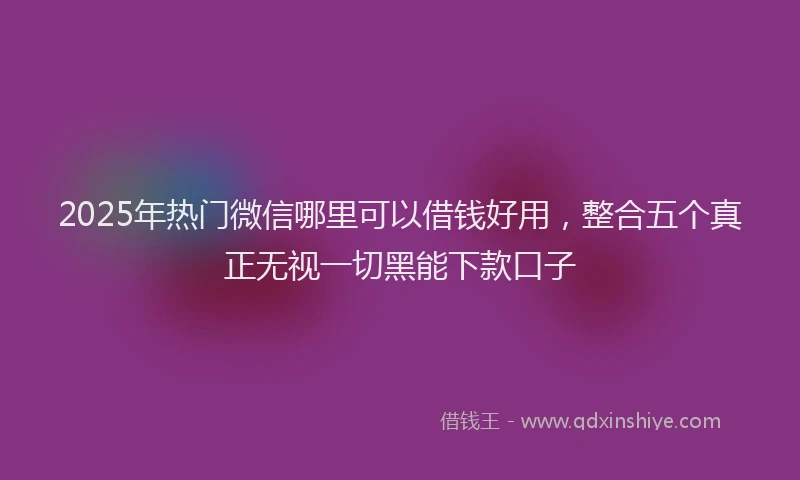 2025年热门微信哪里可以借钱好用，整合五个真正无视一切黑能下款口子