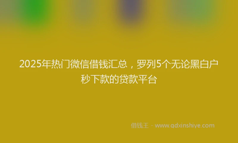 2025年热门微信借钱汇总，罗列5个无论黑白户秒下款的贷款平台