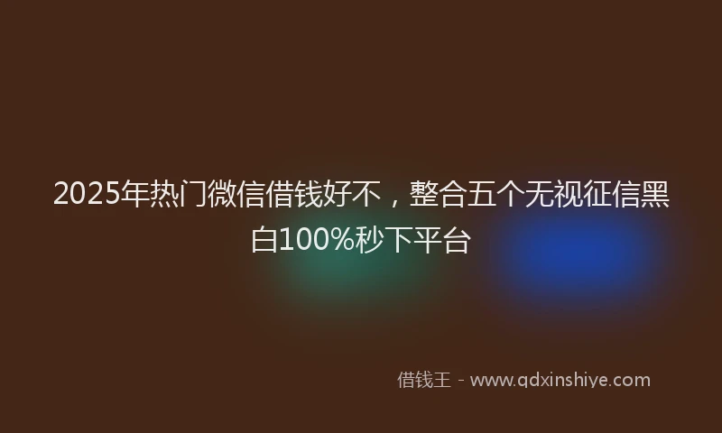 2025年热门微信借钱好不，整合五个无视征信黑白100%秒下平台