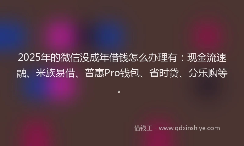 2025年的微信没成年借钱怎么办理有：现金流速融、米族易借、普惠Pro钱包、省时贷、分乐购等。