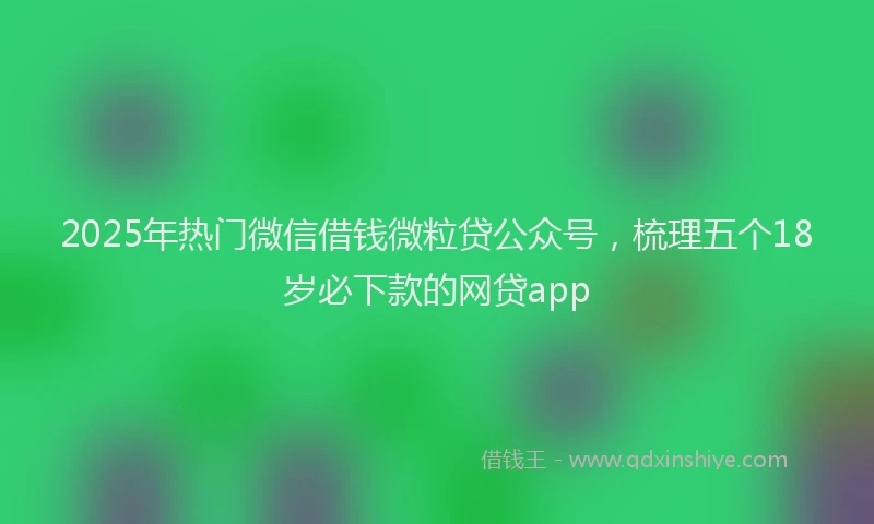 2025年热门微信借钱微粒贷公众号，梳理五个18岁必下款的网贷app