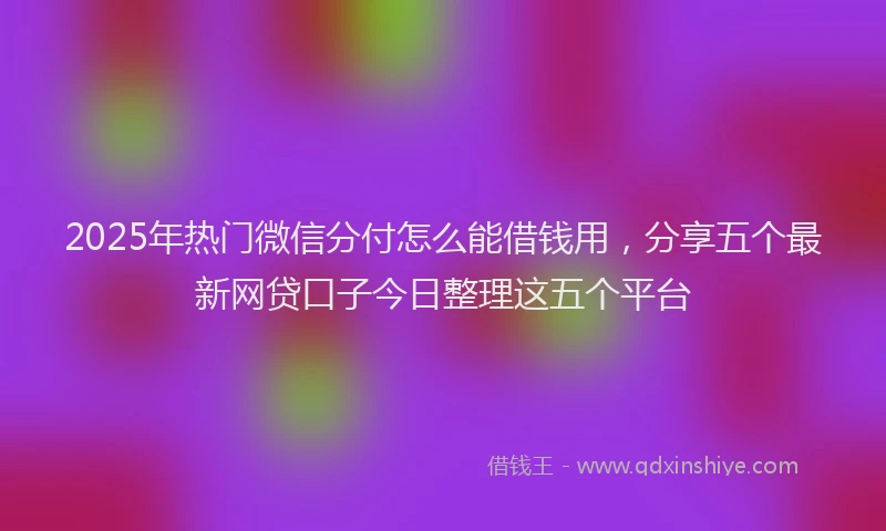 2025年热门微信分付怎么能借钱用，分享五个最新网贷口子今日整理这五个平台