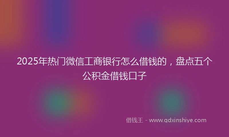 2025年热门微信工商银行怎么借钱的，盘点五个公积金借钱口子