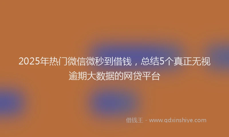 2025年热门微信微秒到借钱，总结5个真正无视逾期大数据的网贷平台