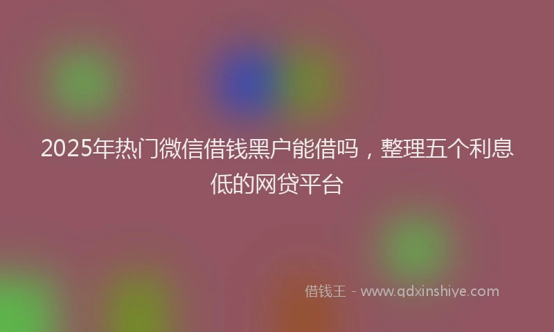 2025年热门微信借钱黑户能借吗，整理五个利息低的网贷平台