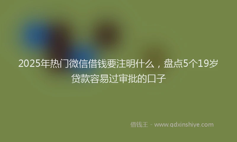 2025年热门微信借钱要注明什么，盘点5个19岁贷款容易过审批的口子