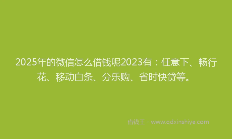 2025年的微信怎么借钱呢2023有：任意下、畅行花、移动白条、分乐购、省时快贷等。