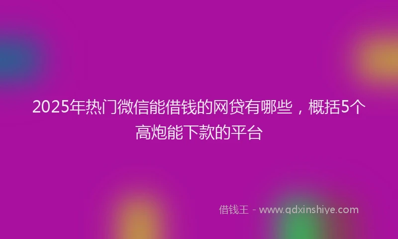 2025年热门微信能借钱的网贷有哪些，概括5个高炮能下款的平台