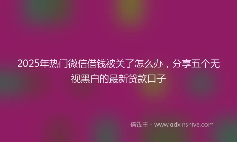 2025年热门微信借钱被关了怎么办，分享五个无视黑白的最新贷款口子