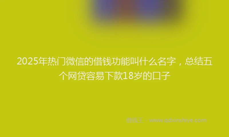 2025年热门微信的借钱功能叫什么名字，总结五个网贷容易下款18岁的口子