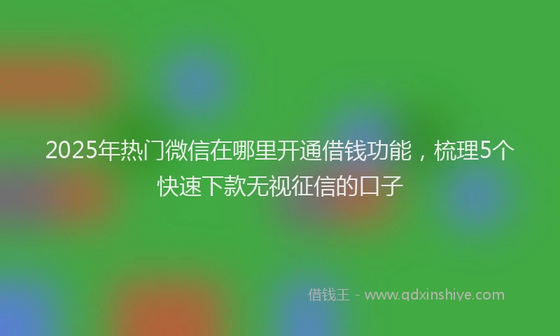 2025年热门微信在哪里开通借钱功能，梳理5个快速下款无视征信的口子