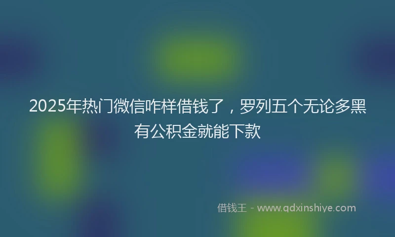 2025年热门微信咋样借钱了，罗列五个无论多黑有公积金就能下款
