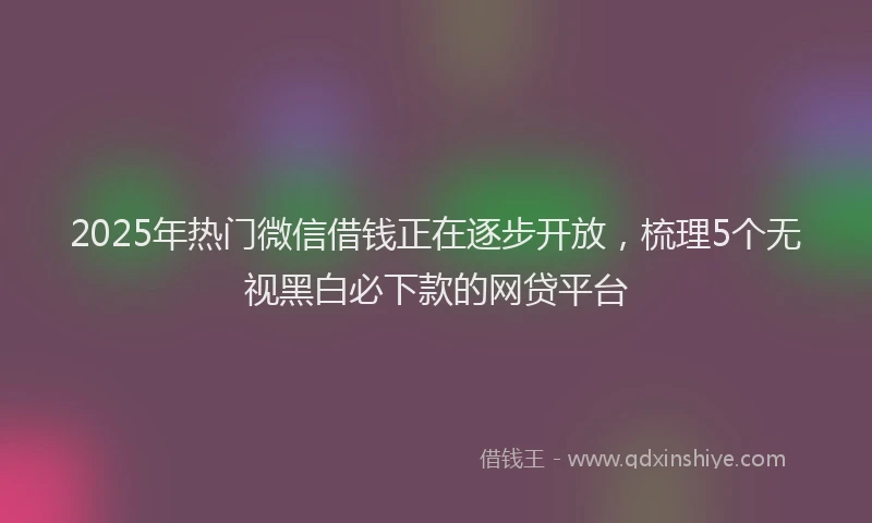 2025年热门微信借钱正在逐步开放，梳理5个无视黑白必下款的网贷平台