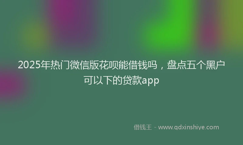 2025年热门微信版花呗能借钱吗，盘点五个黑户可以下的贷款app