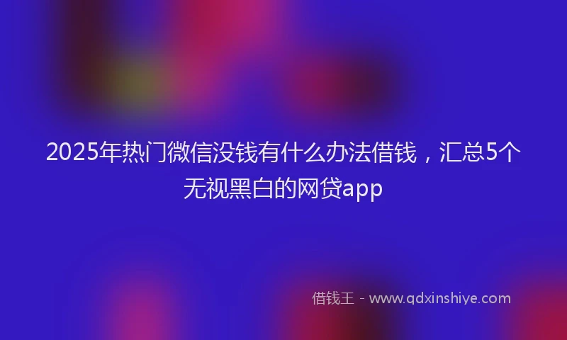 2025年热门微信没钱有什么办法借钱，汇总5个无视黑白的网贷app
