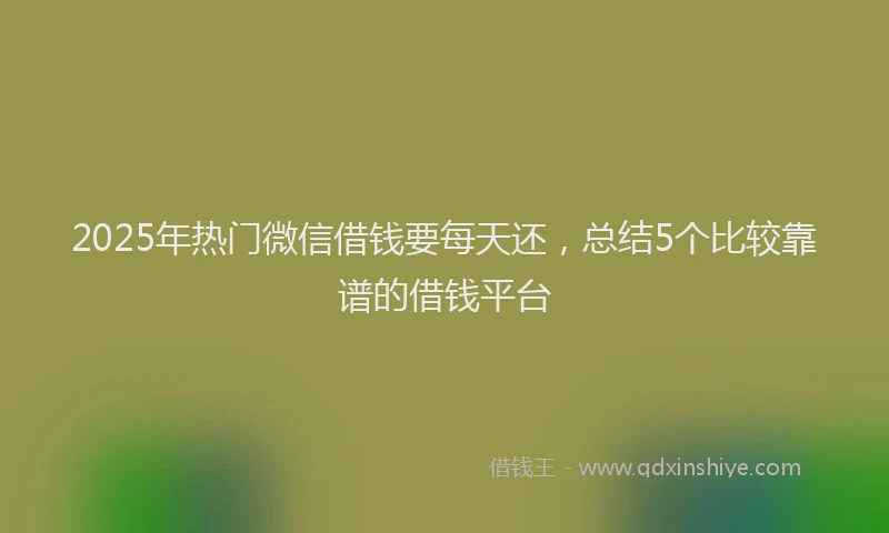 2025年热门微信借钱要每天还，总结5个比较靠谱的借钱平台