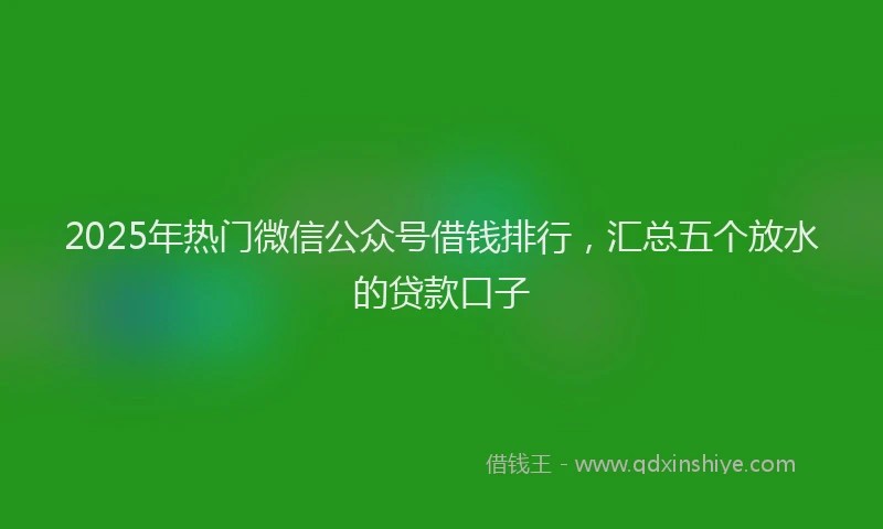 2025年热门微信公众号借钱排行，汇总五个放水的贷款口子