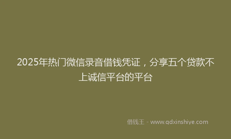 2025年热门微信录音借钱凭证，分享五个贷款不上诚信平台的平台