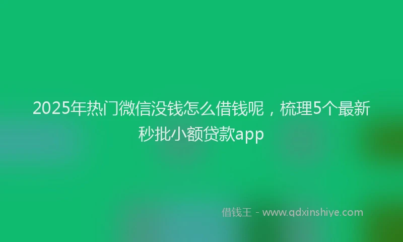 2025年热门微信没钱怎么借钱呢，梳理5个最新秒批小额贷款app