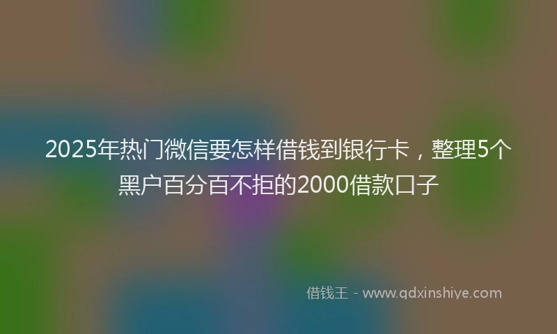 2025年热门微信要怎样借钱到银行卡，整理5个黑户百分百不拒的2000借款口子