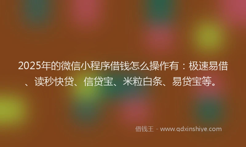 2025年的微信小程序借钱怎么操作有：极速易借、读秒快贷、信贷宝、米粒白条、易贷宝等。