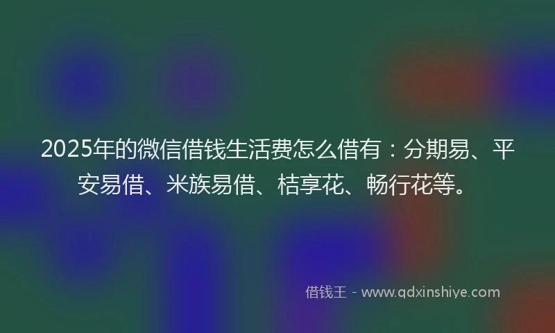 2025年的微信借钱生活费怎么借有：分期易、平安易借、米族易借、桔享花、畅行花等。