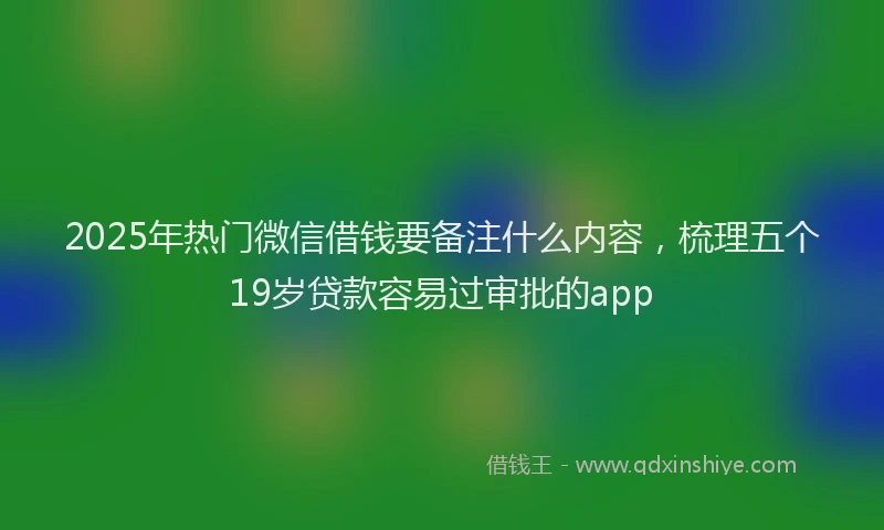 2025年热门微信借钱要备注什么内容，梳理五个19岁贷款容易过审批的app