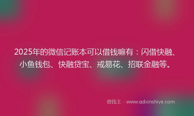2025年的微信记账本可以借钱嘛有：闪借快融、小鱼钱包、快融贷宝、戒易花、招联金融等。