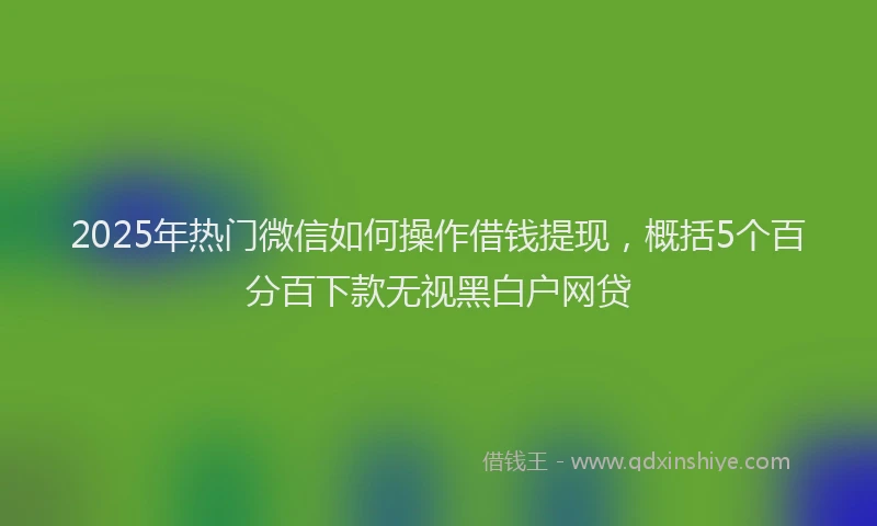 2025年热门微信如何操作借钱提现，概括5个百分百下款无视黑白户网贷