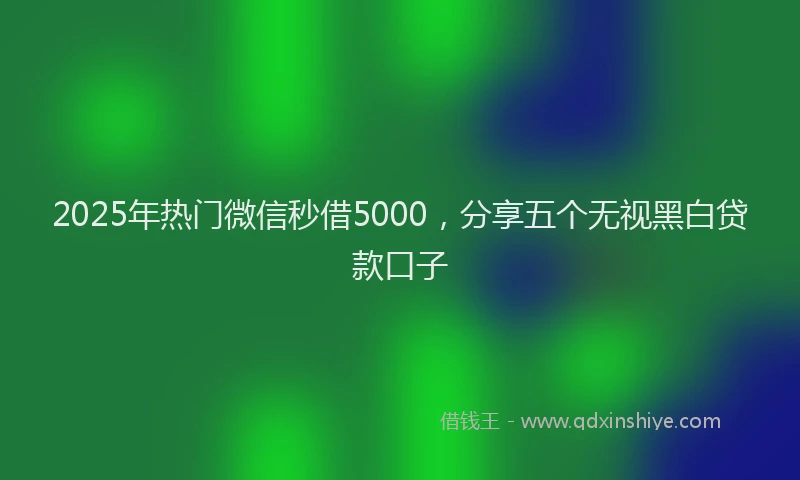 2025年热门微信秒借5000，分享五个无视黑白贷款口子