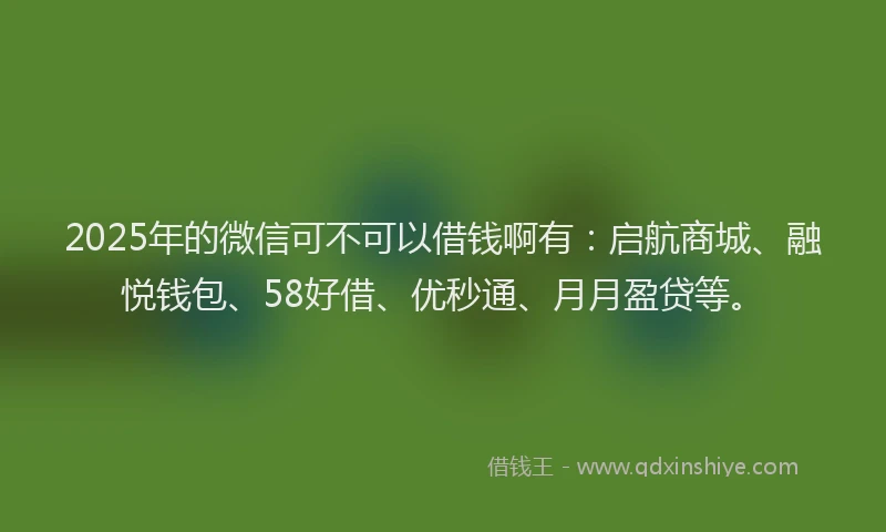 2025年的微信可不可以借钱啊有：启航商城、融悦钱包、58好借、优秒通、月月盈贷等。