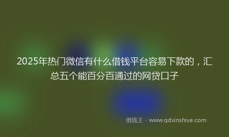 2025年热门微信有什么借钱平台容易下款的，汇总五个能百分百通过的网贷口子