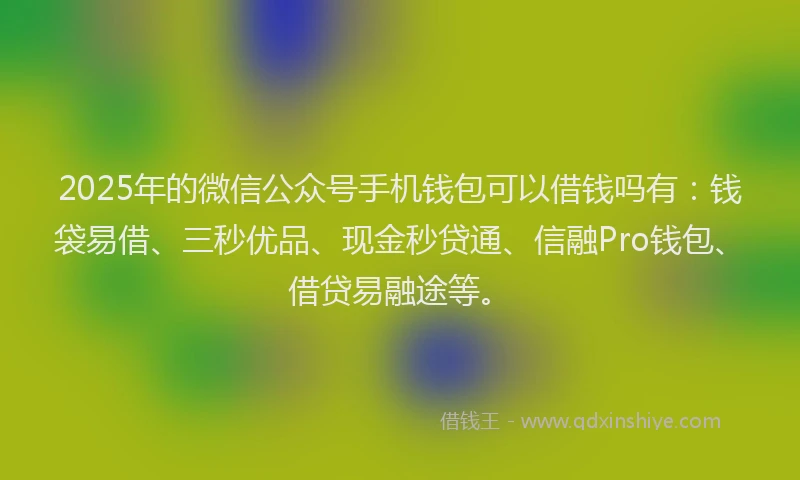 2025年的微信公众号手机钱包可以借钱吗有：钱袋易借、三秒优品、现金秒贷通、信融Pro钱包、借贷易融途等。