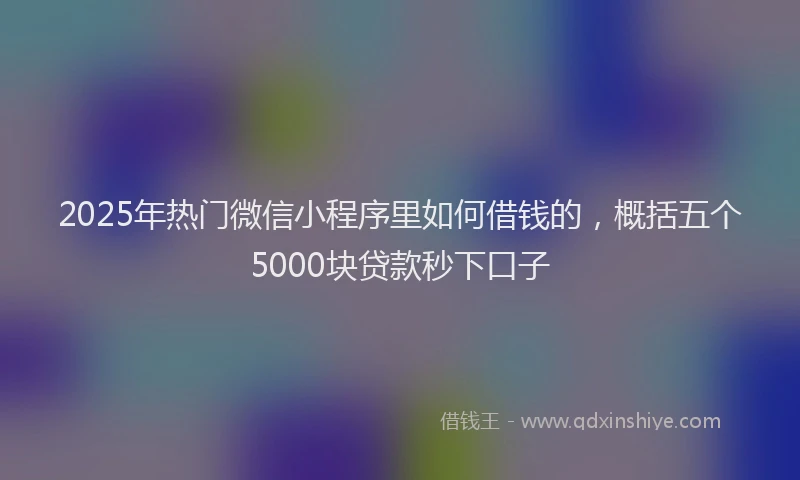 2025年热门微信小程序里如何借钱的，概括五个5000块贷款秒下口子