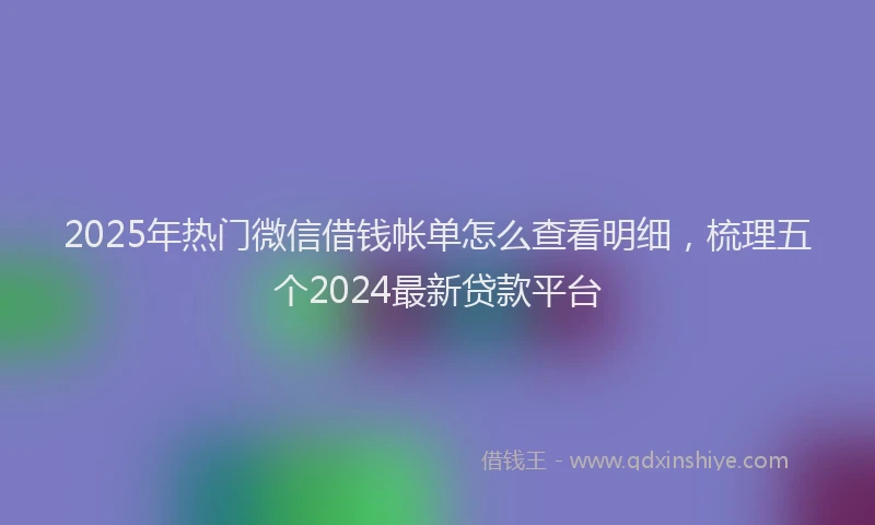 2025年热门微信借钱帐单怎么查看明细，梳理五个2024最新贷款平台