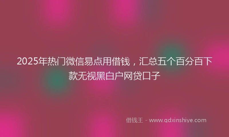 2025年热门微信易点用借钱，汇总五个百分百下款无视黑白户网贷口子
