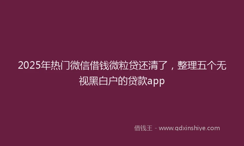 2025年热门微信借钱微粒贷还清了，整理五个无视黑白户的贷款app